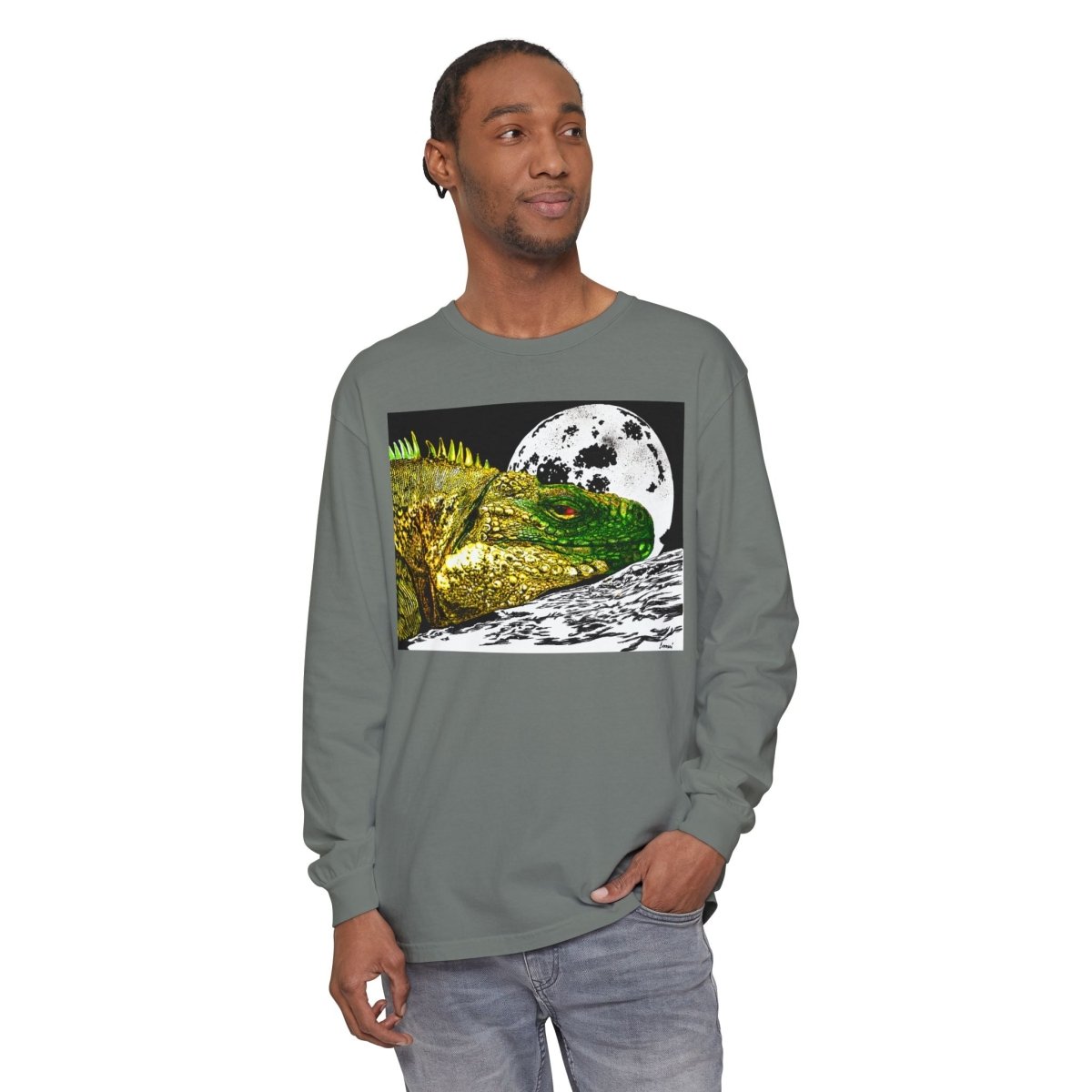 Moonlit Reptile Long Sleeve T-Shirt - Breathable Unisex Graphic Tee - Curran Artworks