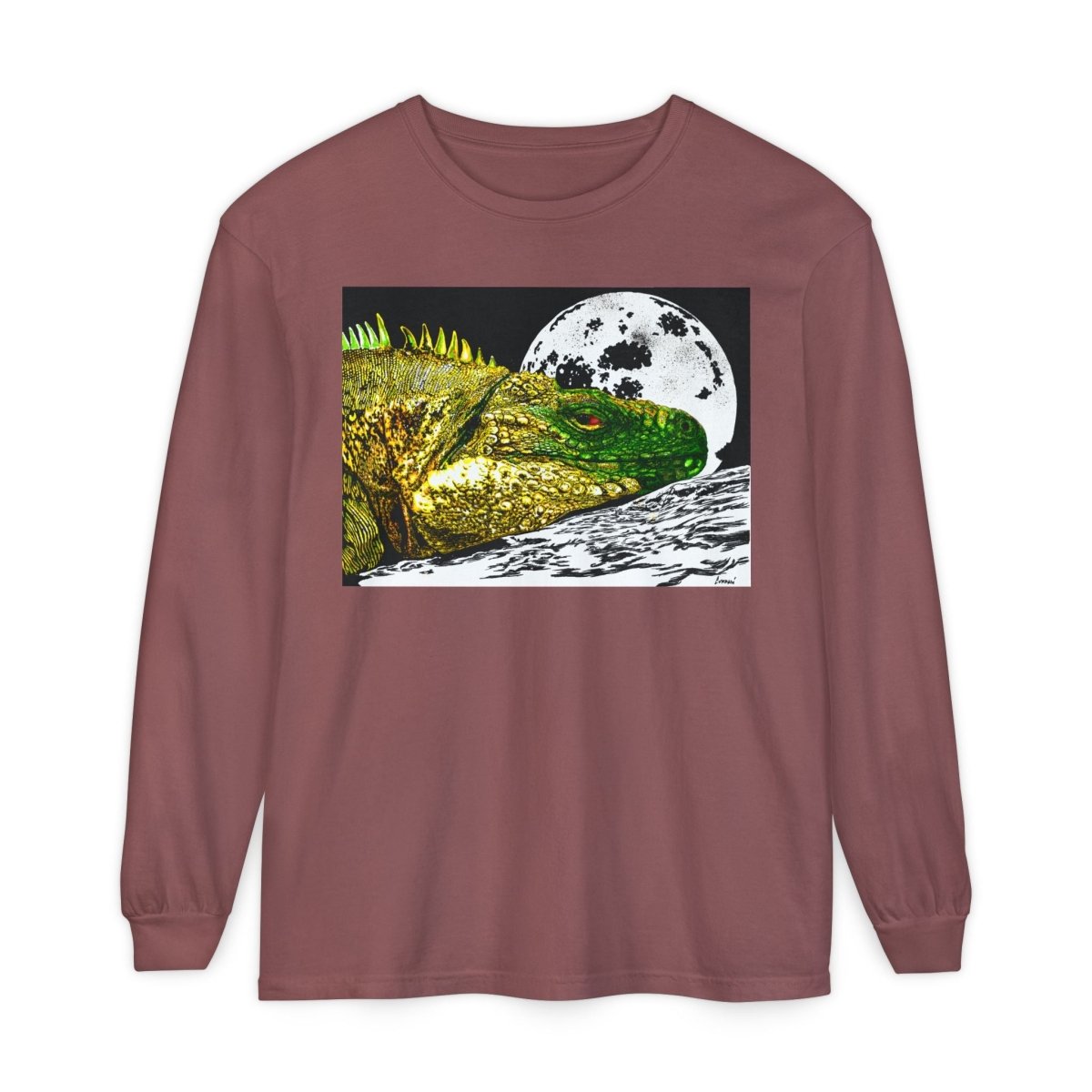 Moonlit Reptile Long Sleeve T-Shirt - Breathable Unisex Graphic Tee - Curran Artworks