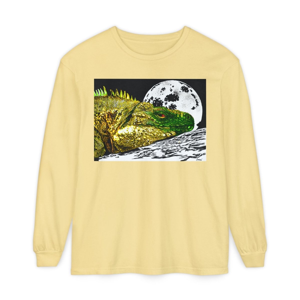 Moonlit Reptile Long Sleeve T-Shirt - Breathable Unisex Graphic Tee - Curran Artworks