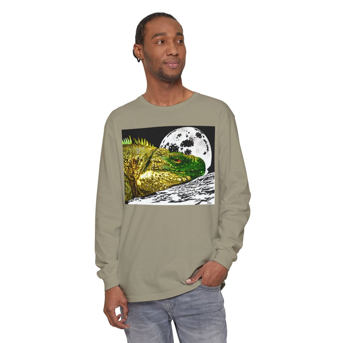 Moonlit Reptile Long Sleeve T-Shirt - Breathable Unisex Graphic Tee - Curran Artworks