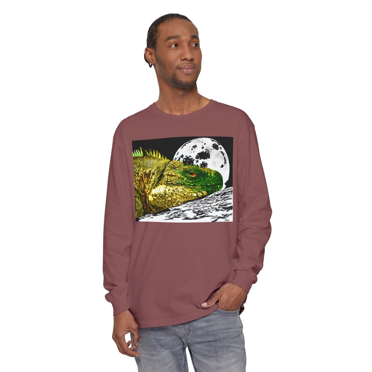 Moonlit Reptile Long Sleeve T-Shirt - Breathable Unisex Graphic Tee - Curran Artworks