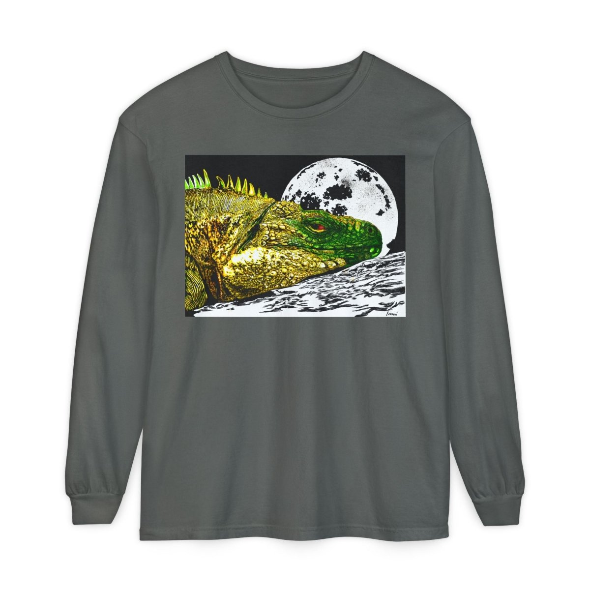 Moonlit Reptile Long Sleeve T-Shirt - Breathable Unisex Graphic Tee - Curran Artworks