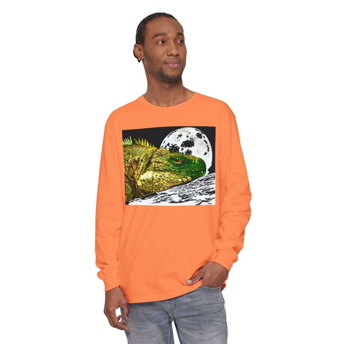 Moonlit Reptile Long Sleeve T-Shirt - Breathable Unisex Graphic Tee - Curran Artworks