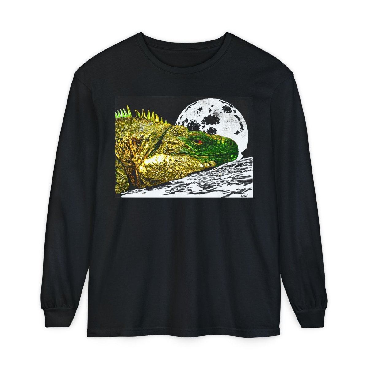 Moonlit Reptile Long Sleeve T-Shirt - Breathable Unisex Graphic Tee - Curran Artworks