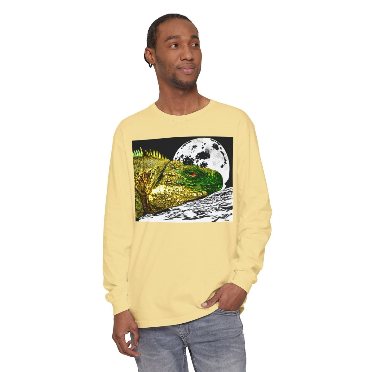 Moonlit Reptile Long Sleeve T-Shirt - Breathable Unisex Graphic Tee - Curran Artworks