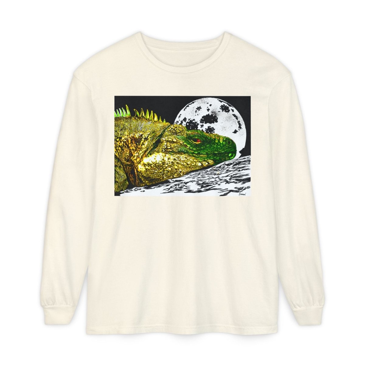 Moonlit Reptile Long Sleeve T-Shirt - Breathable Unisex Graphic Tee - Curran Artworks