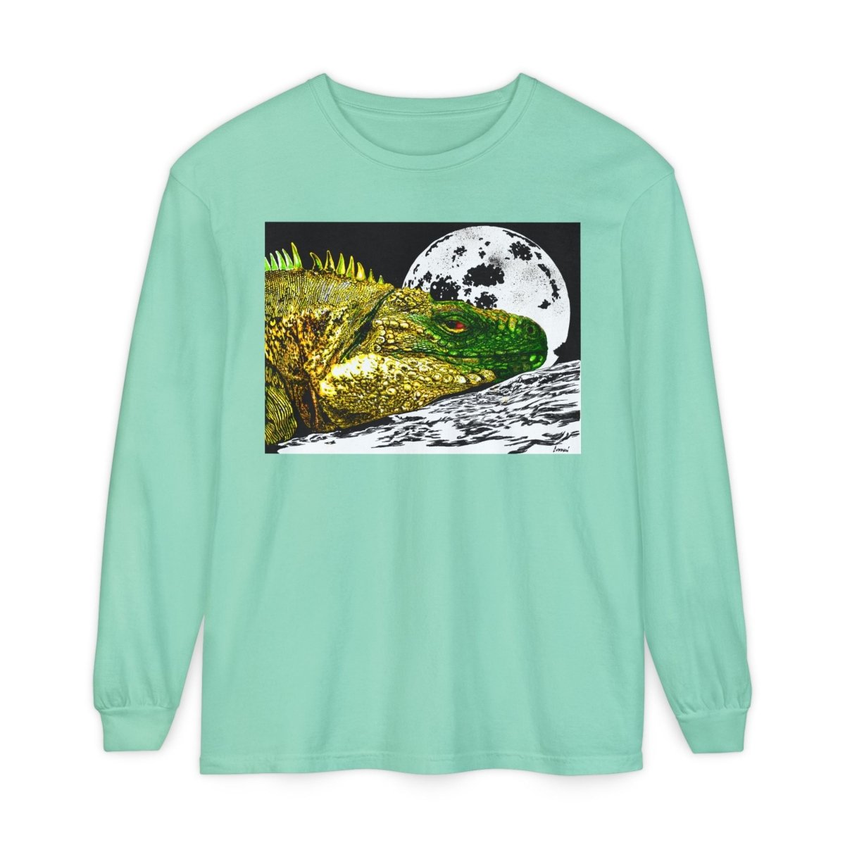 Moonlit Reptile Long Sleeve T-Shirt - Breathable Unisex Graphic Tee - Curran Artworks