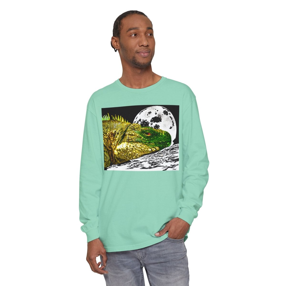 Moonlit Reptile Long Sleeve T-Shirt - Breathable Unisex Graphic Tee - Curran Artworks