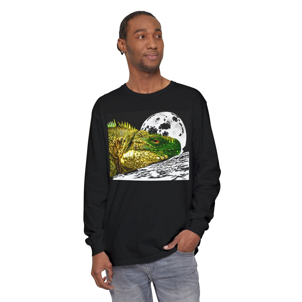 Moonlit Reptile Long Sleeve T-Shirt - Breathable Unisex Graphic Tee - Curran Artworks