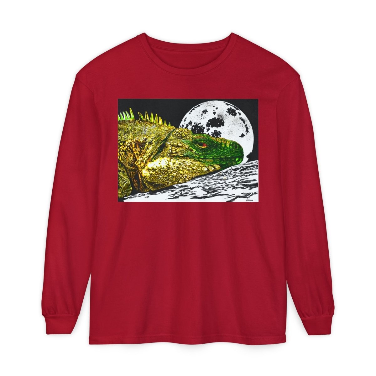 Moonlit Reptile Long Sleeve T-Shirt - Breathable Unisex Graphic Tee - Curran Artworks