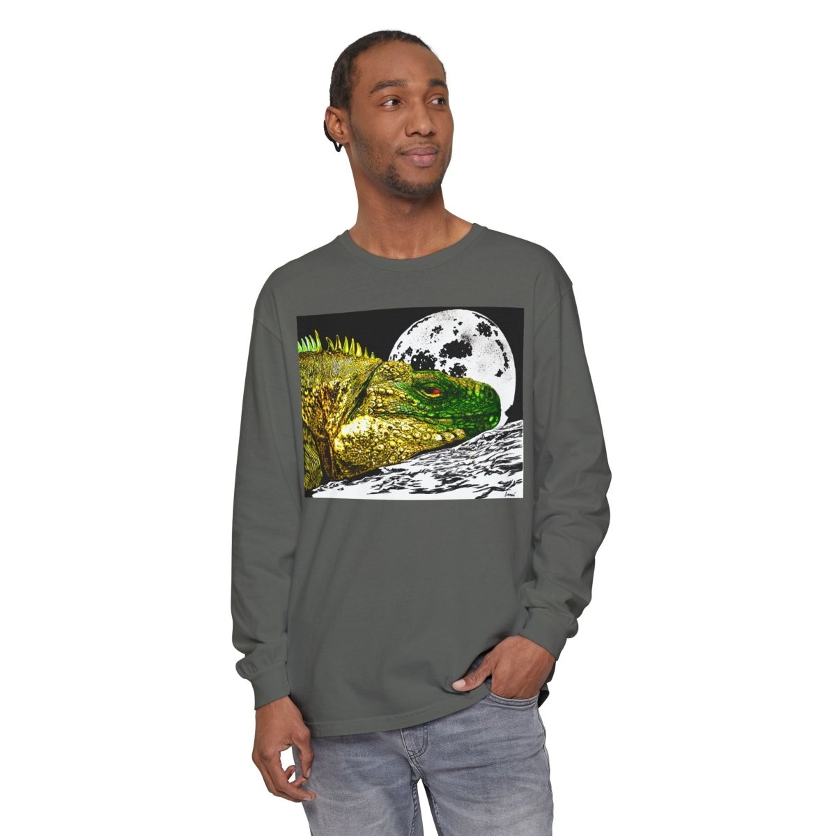 Moonlit Reptile Long Sleeve T-Shirt - Breathable Unisex Graphic Tee - Curran Artworks