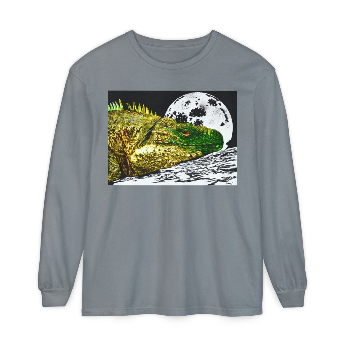 Moonlit Reptile Long Sleeve T-Shirt - Breathable Unisex Graphic Tee - Curran Artworks