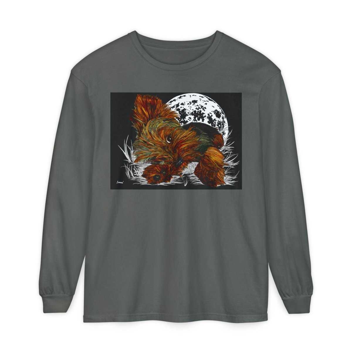 Moonlit Yorkie Terrier Long Sleeve T-Shirt - Perfect for Pet Lovers - Curran Artworks
