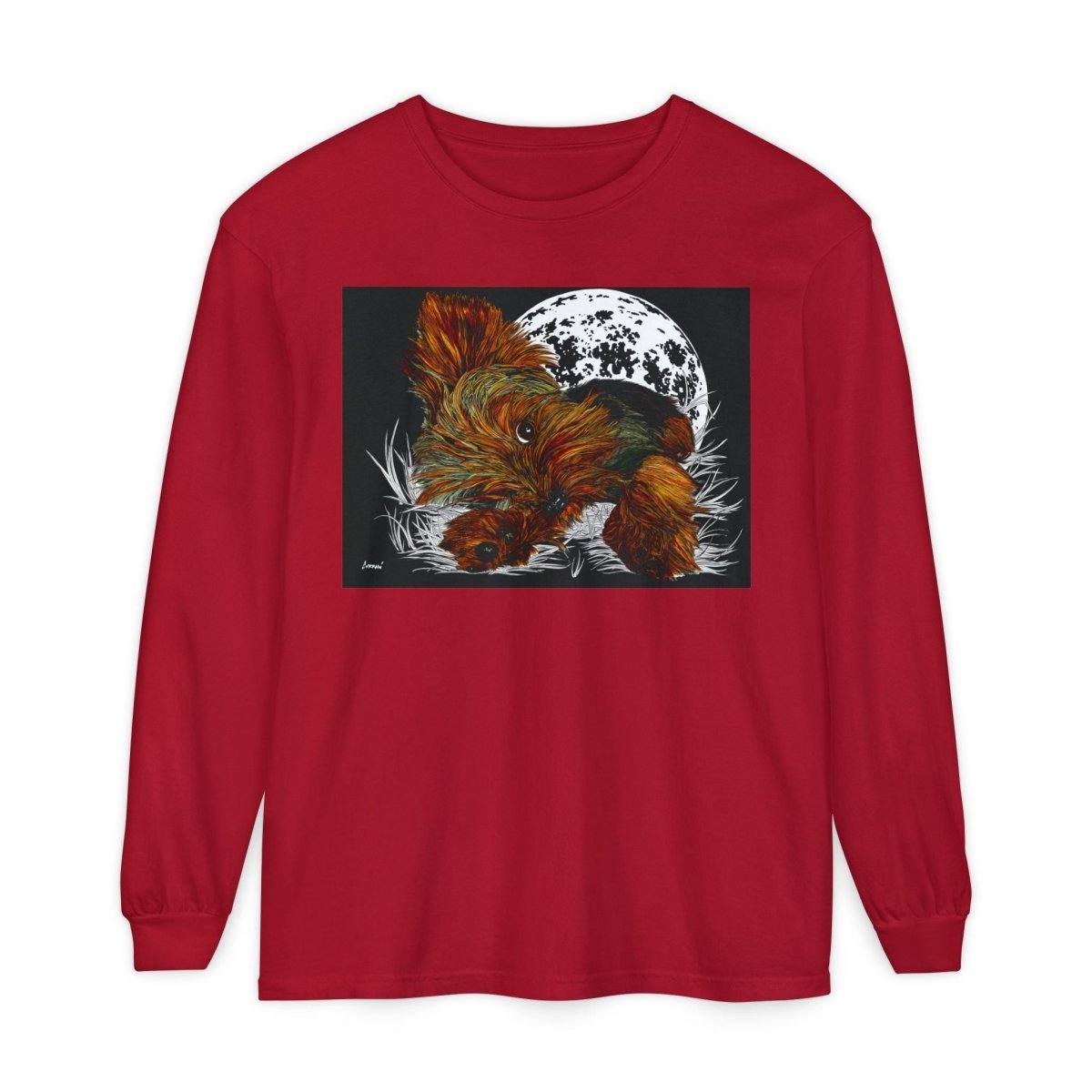 Moonlit Yorkie Terrier Long Sleeve T-Shirt - Perfect for Pet Lovers - Curran Artworks