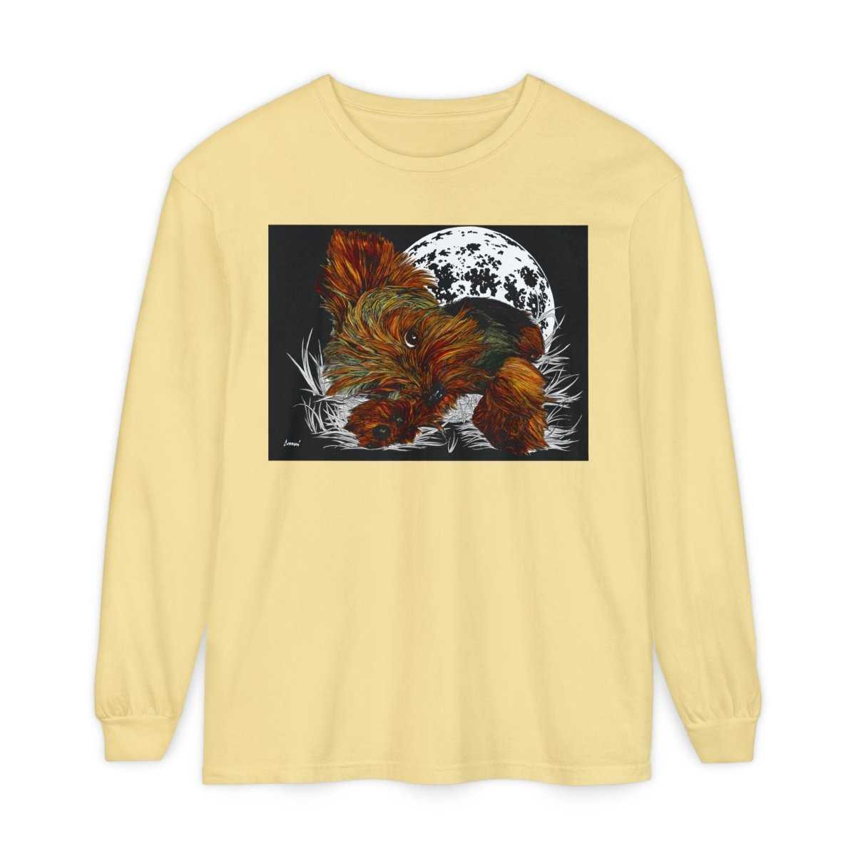 Moonlit Yorkie Terrier Long Sleeve T-Shirt - Perfect for Pet Lovers - Curran Artworks