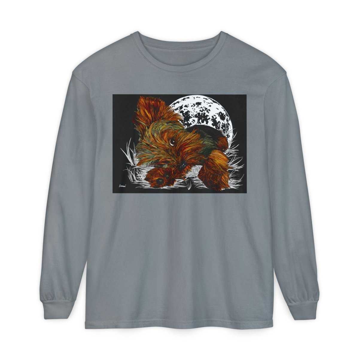 Moonlit Yorkie Terrier Long Sleeve T-Shirt - Perfect for Pet Lovers - Curran Artworks