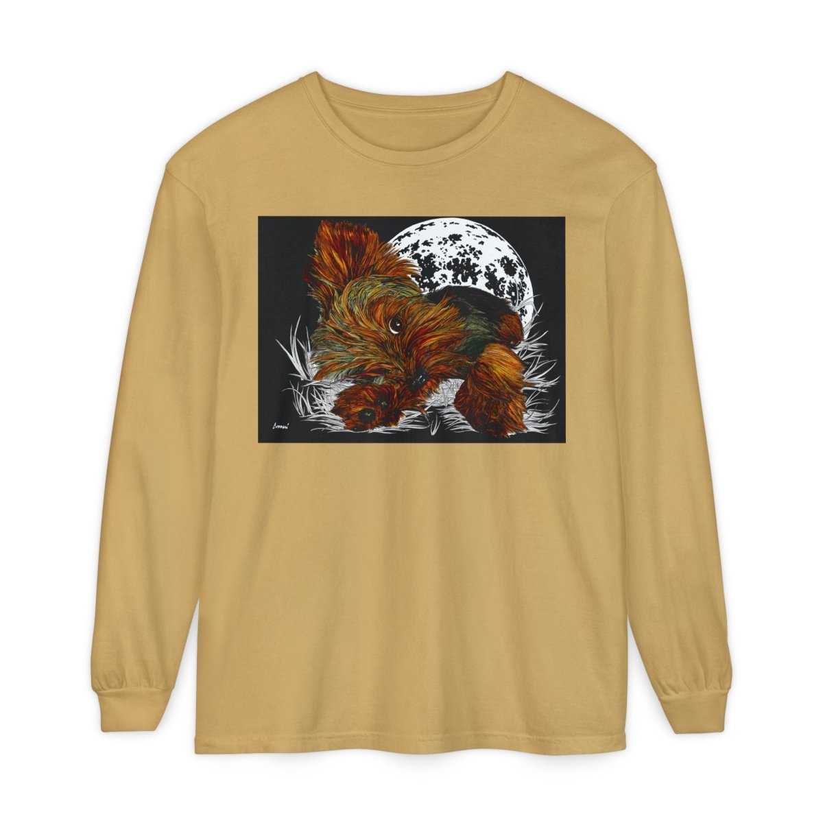 Moonlit Yorkie Terrier Long Sleeve T-Shirt - Perfect for Pet Lovers - Curran Artworks