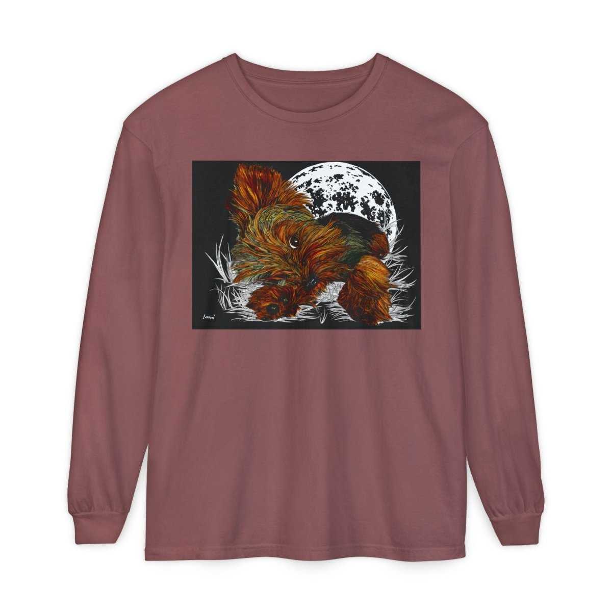 Moonlit Yorkie Terrier Long Sleeve T-Shirt - Perfect for Pet Lovers - Curran Artworks