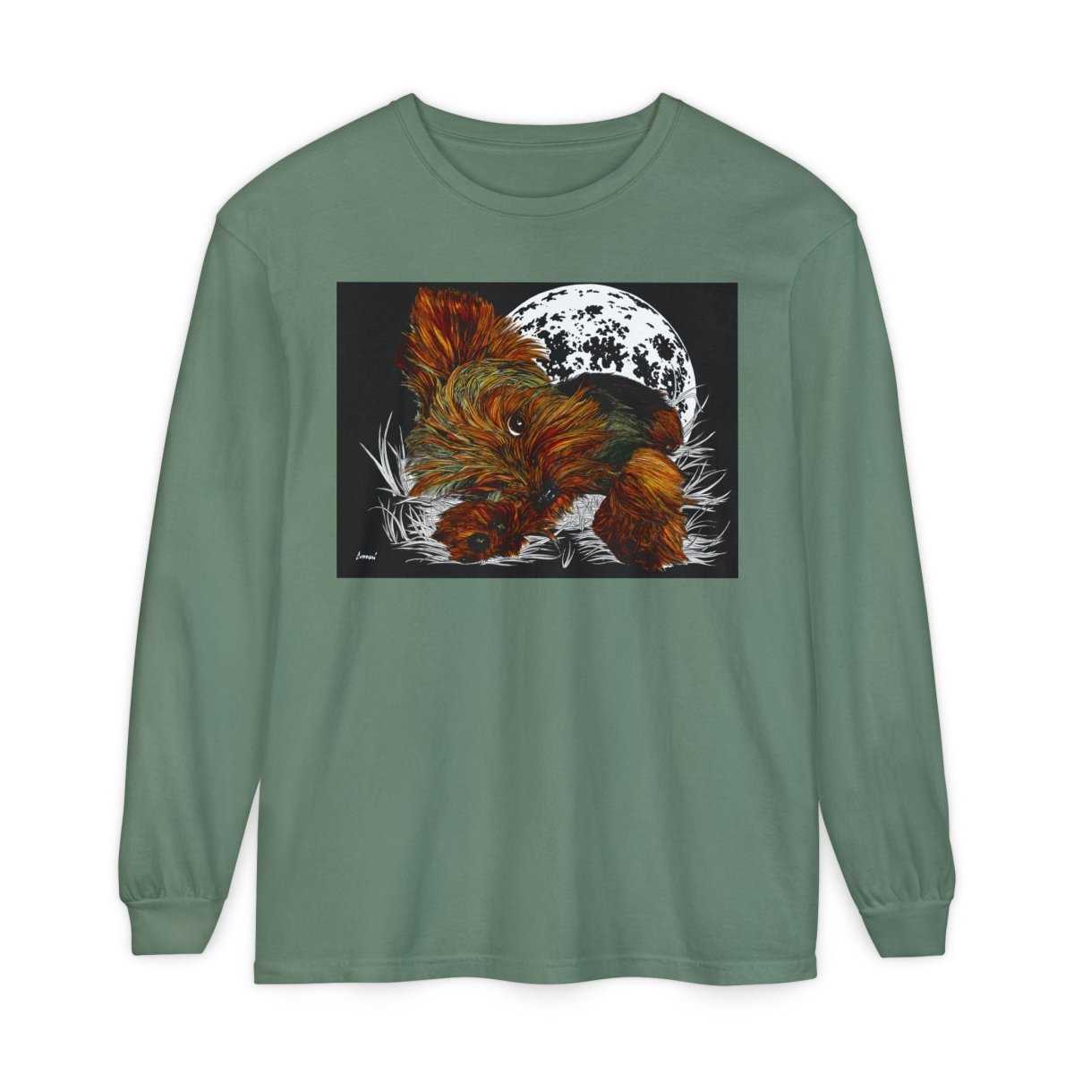 Moonlit Yorkie Terrier Long Sleeve T-Shirt - Perfect for Pet Lovers - Curran Artworks