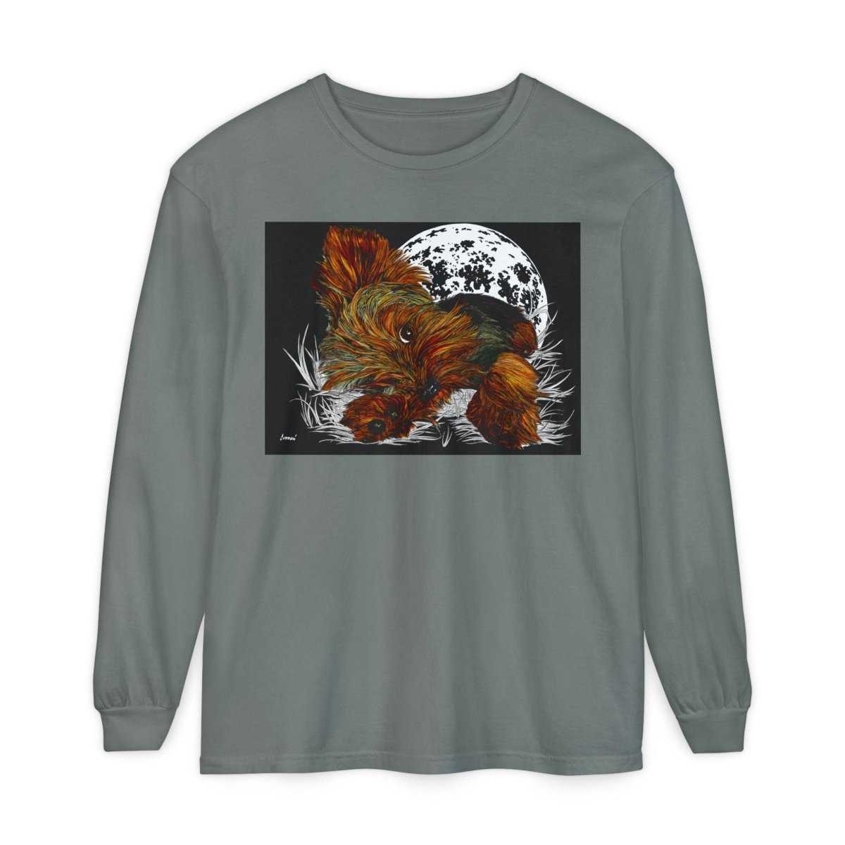 Moonlit Yorkie Terrier Long Sleeve T-Shirt - Perfect for Pet Lovers - Curran Artworks