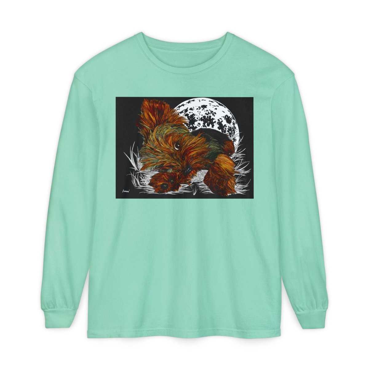 Moonlit Yorkie Terrier Long Sleeve T-Shirt - Perfect for Pet Lovers - Curran Artworks