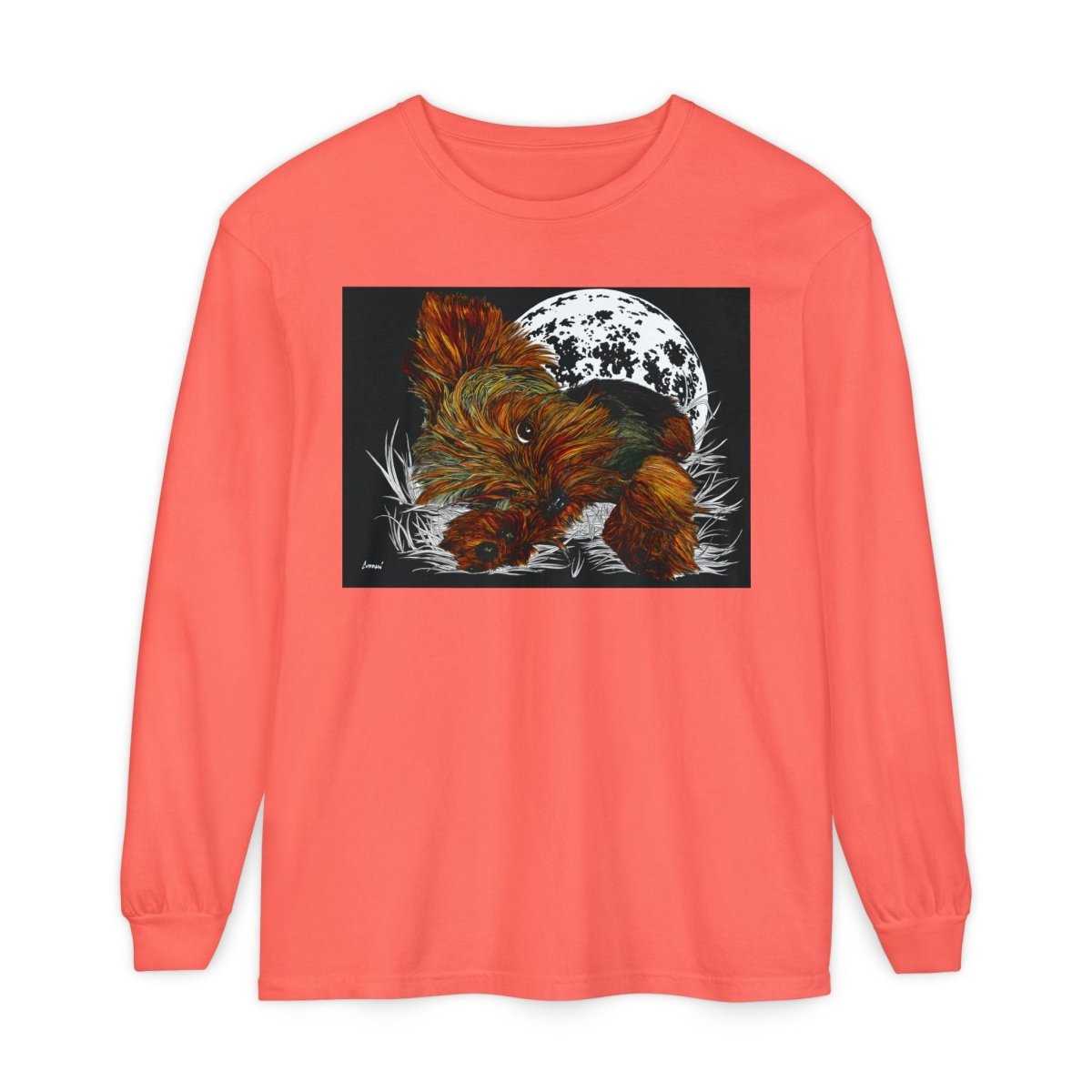 Moonlit Yorkie Terrier Long Sleeve T-Shirt - Perfect for Pet Lovers - Curran Artworks