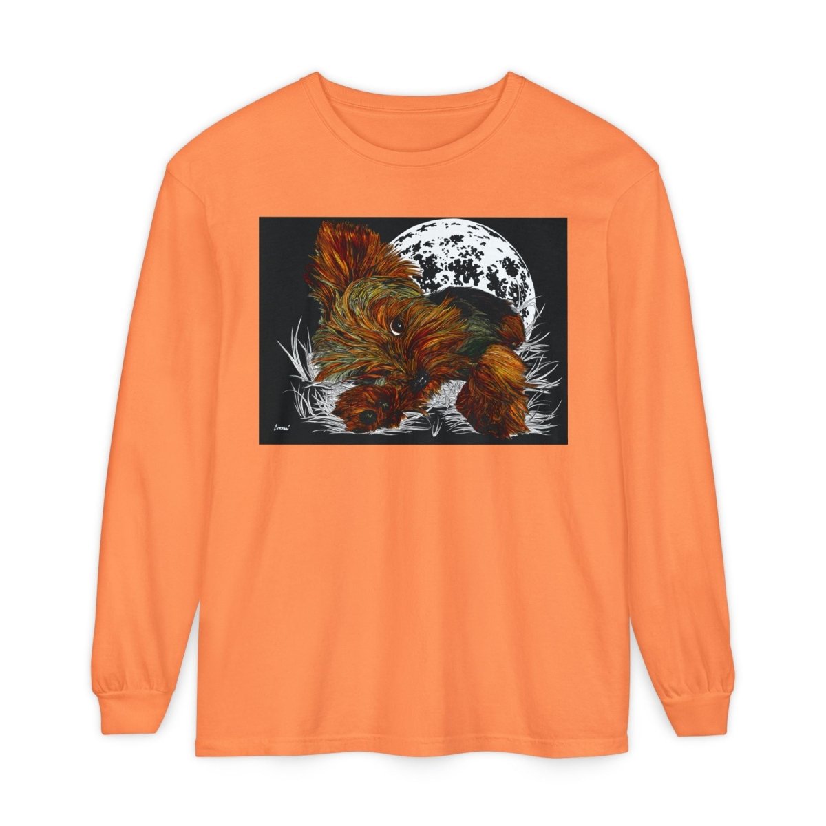 Moonlit Yorkie Terrier Long Sleeve T-Shirt - Perfect for Pet Lovers - Curran Artworks