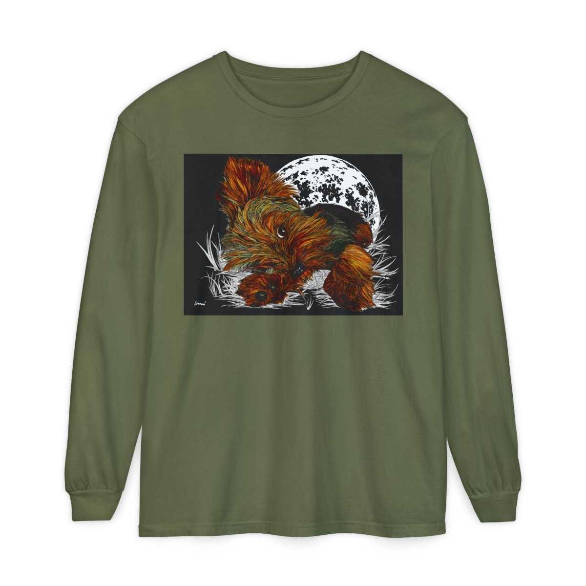 Moonlit Yorkie Terrier Long Sleeve T-Shirt - Perfect for Pet Lovers - Curran Artworks