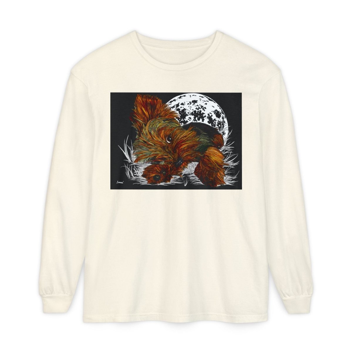 Moonlit Yorkie Terrier Long Sleeve T-Shirt - Perfect for Pet Lovers - Curran Artworks