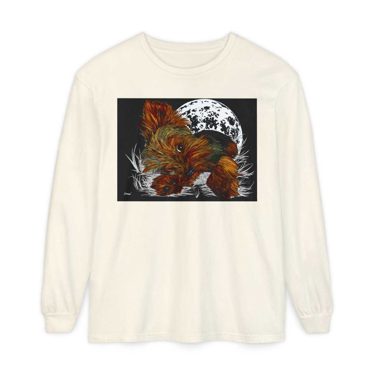Moonlit Yorkie Terrier Long Sleeve T-Shirt - Perfect for Pet Lovers - Curran Artworks