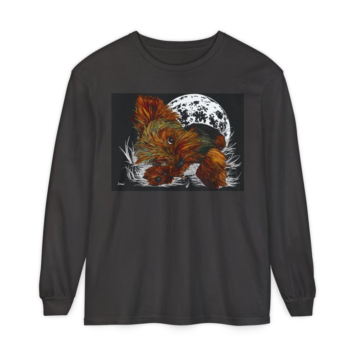 Moonlit Yorkie Terrier Long Sleeve T-Shirt - Perfect for Pet Lovers - Curran Artworks