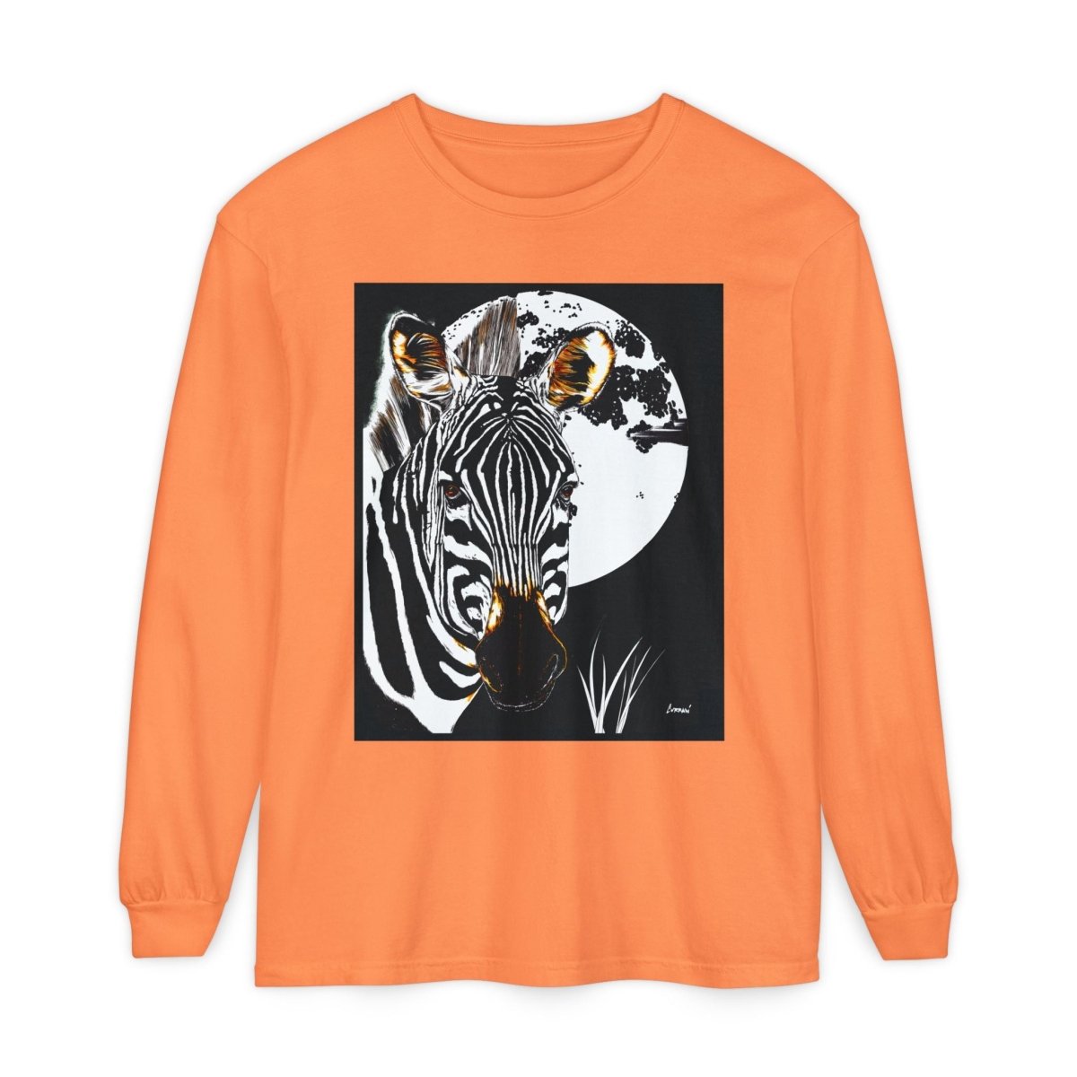 Moonlit Zebra Long Sleeve T-Shirt | Unisex Graphic Tee - Curran Artworks