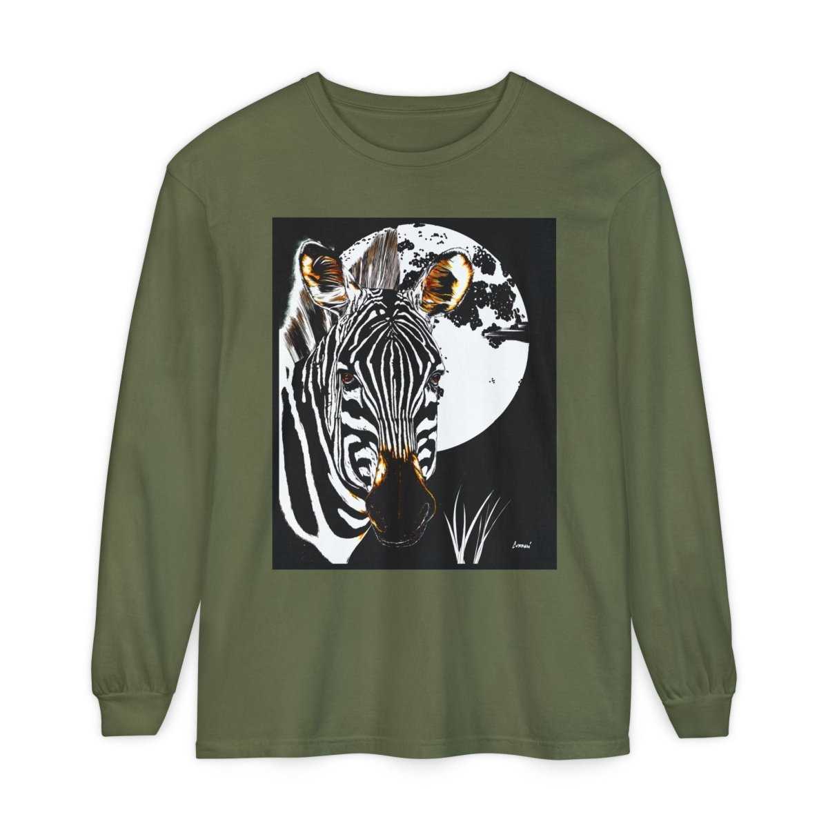 Moonlit Zebra Long Sleeve T-Shirt | Unisex Graphic Tee