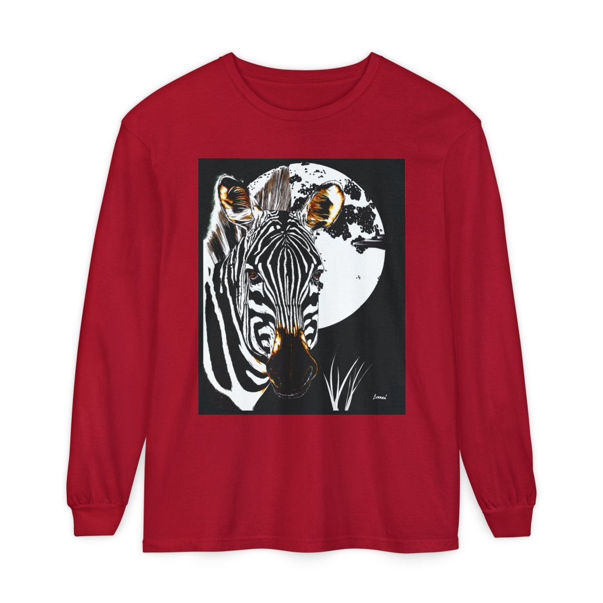 Moonlit Zebra Long Sleeve T-Shirt | Unisex Graphic Tee - Curran Artworks