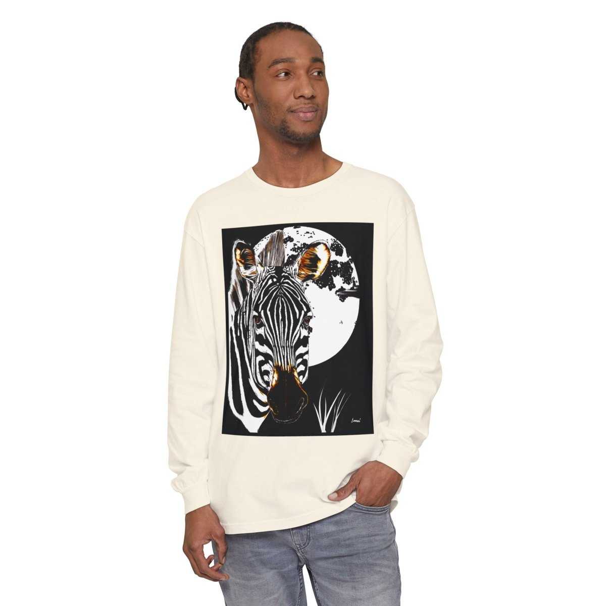 Moonlit Zebra Long Sleeve T-Shirt | Unisex Graphic Tee