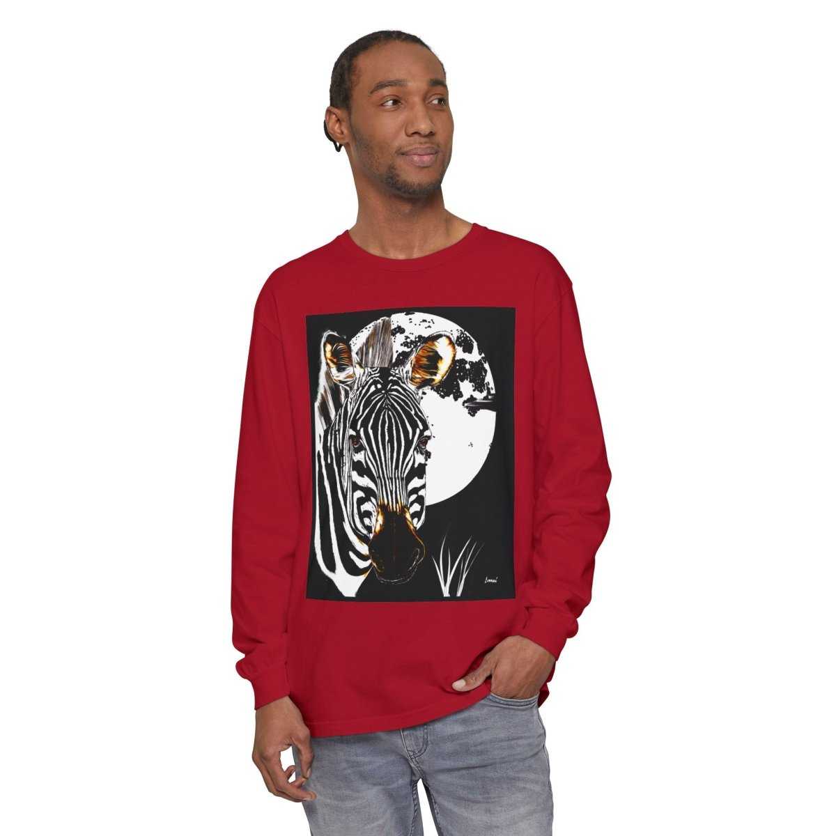 Moonlit Zebra Long Sleeve T-Shirt | Unisex Graphic Tee