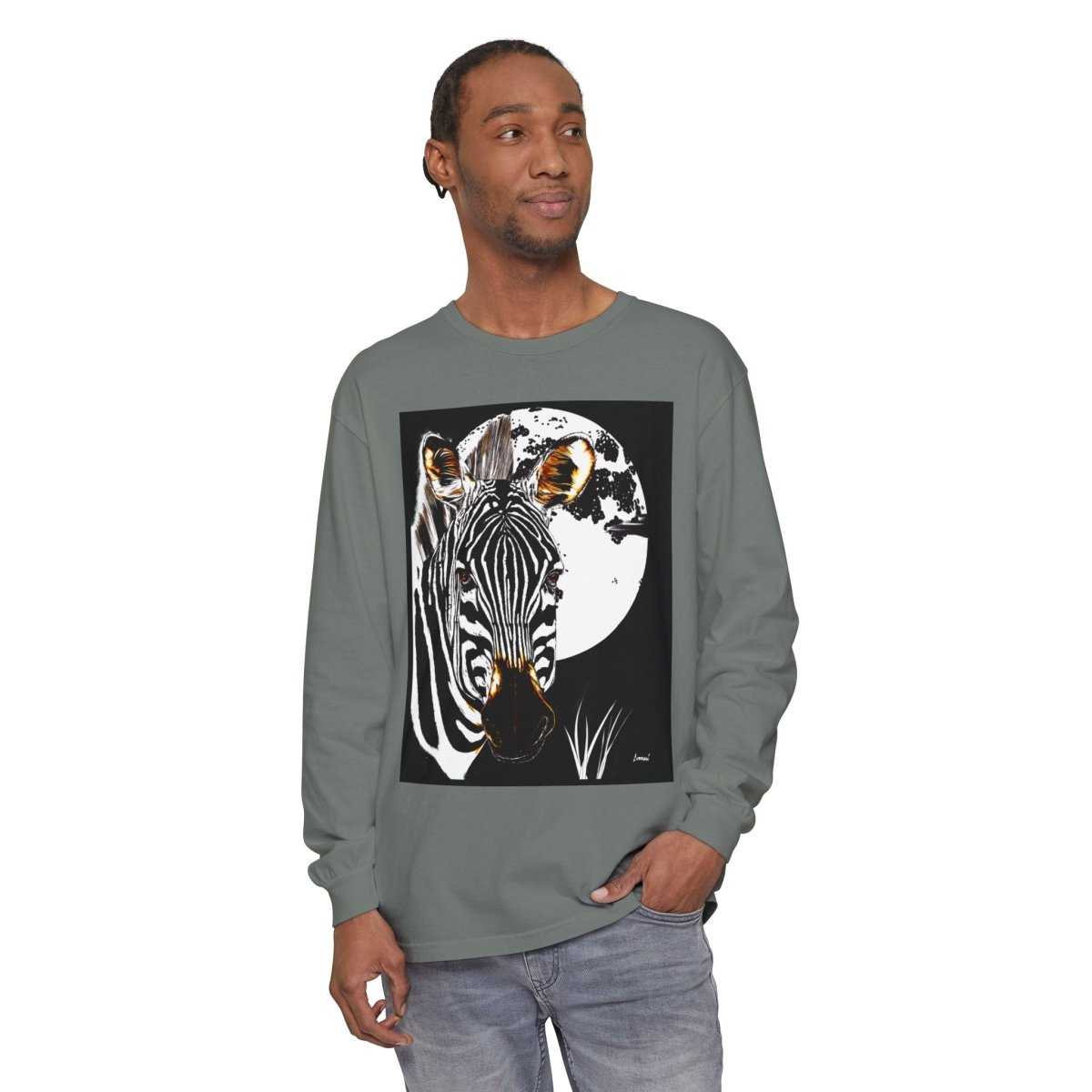 Moonlit Zebra Long Sleeve T-Shirt | Unisex Graphic Tee