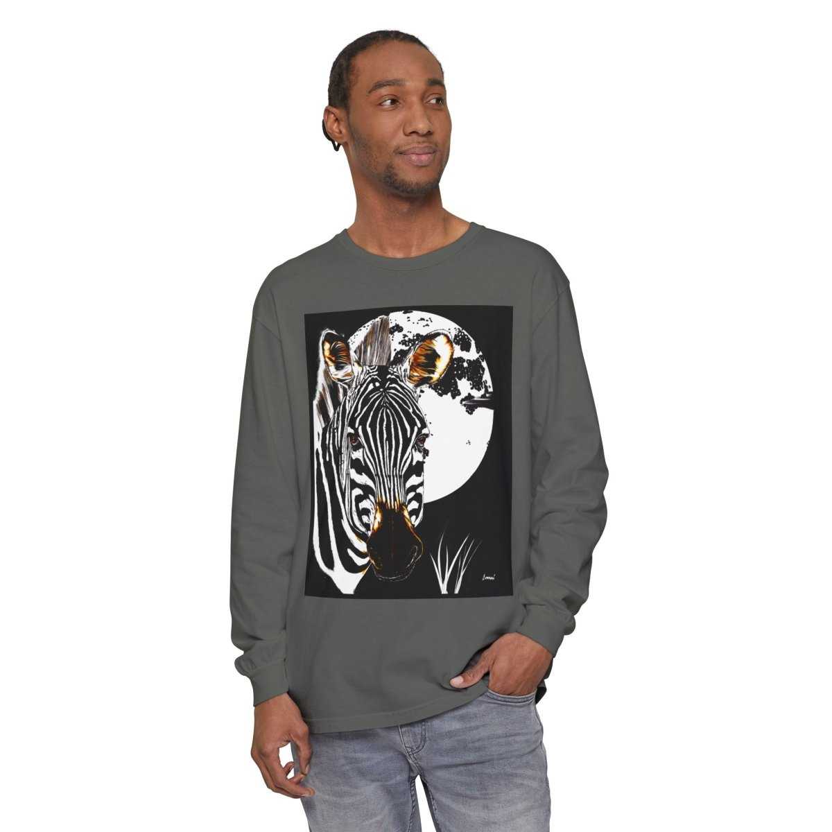 Moonlit Zebra Long Sleeve T-Shirt | Unisex Graphic Tee