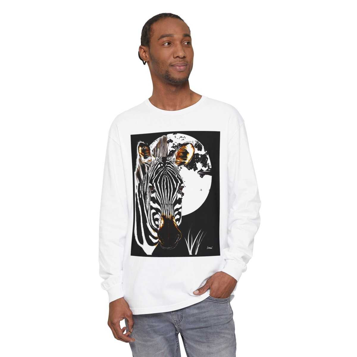 Moonlit Zebra Long Sleeve T-Shirt | Unisex Graphic Tee