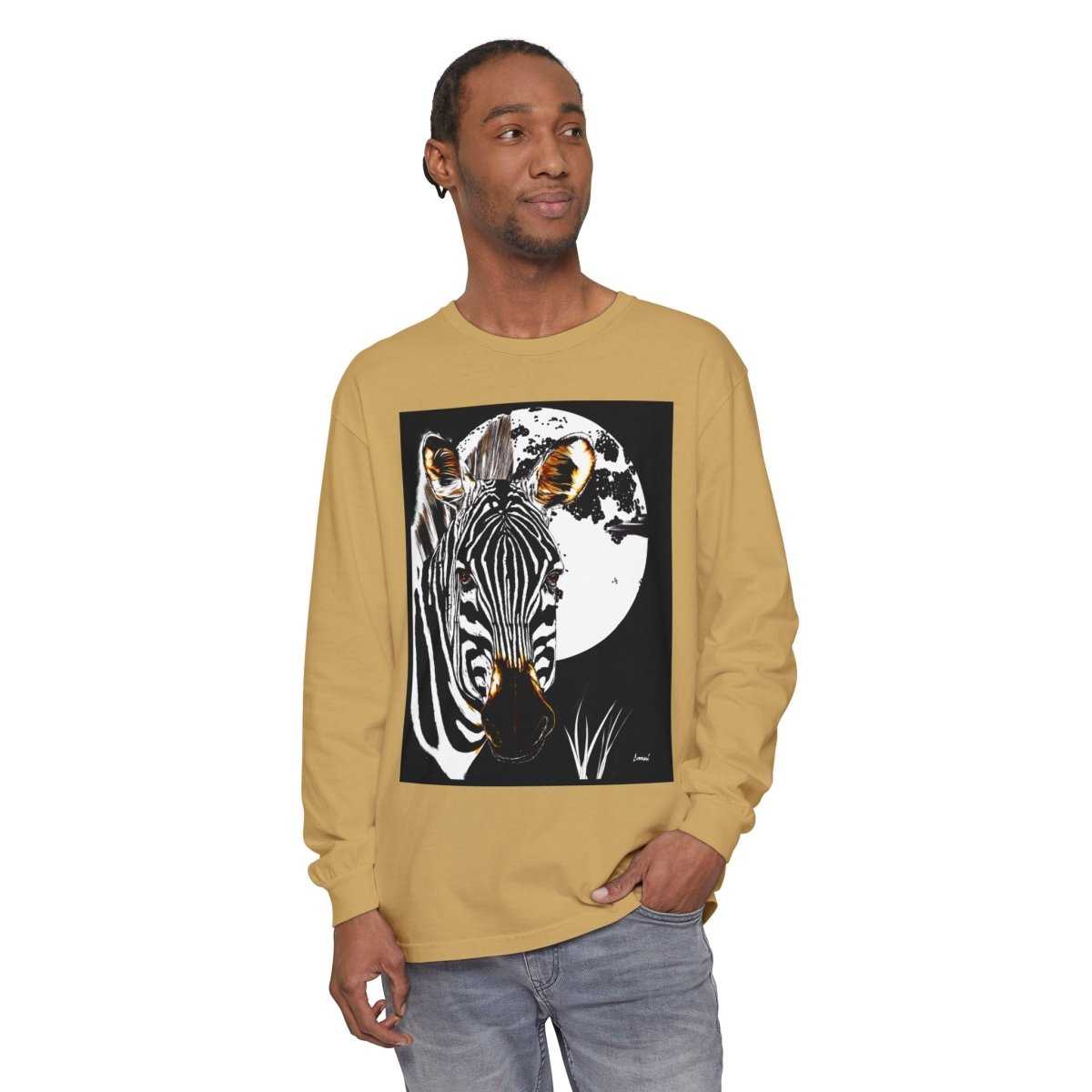 Moonlit Zebra Long Sleeve T-Shirt | Unisex Graphic Tee