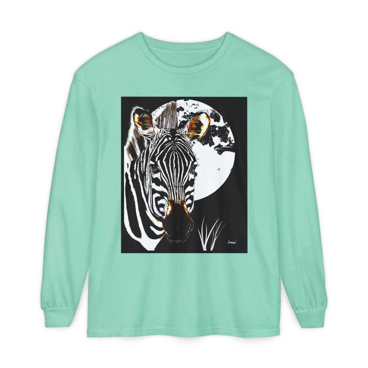 Moonlit Zebra Long Sleeve T-Shirt | Unisex Graphic Tee