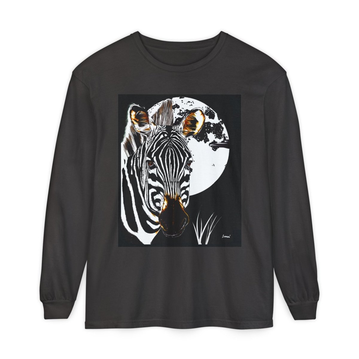 Moonlit Zebra Long Sleeve T-Shirt | Unisex Graphic Tee - Curran Artworks