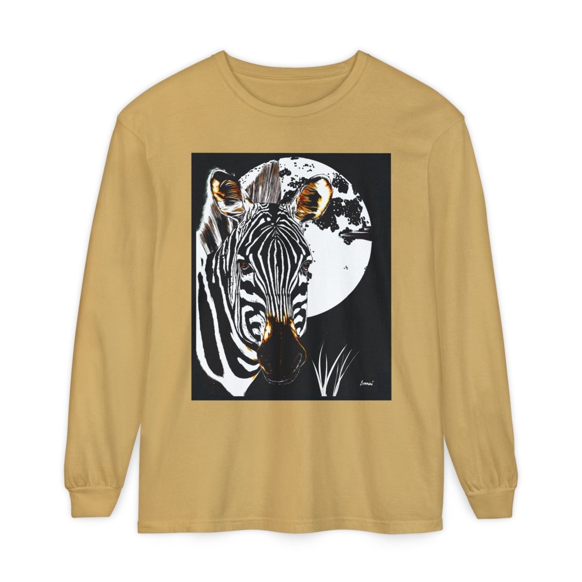 Moonlit Zebra Long Sleeve T-Shirt | Unisex Graphic Tee - Curran Artworks