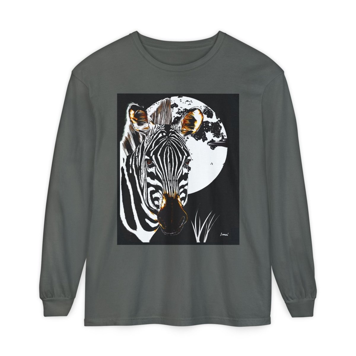 Moonlit Zebra Long Sleeve T-Shirt | Unisex Graphic Tee - Curran Artworks