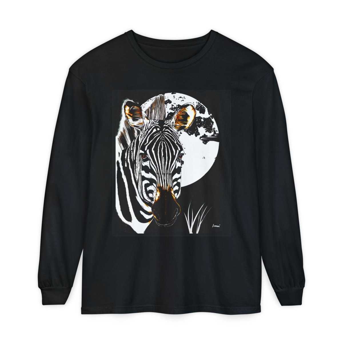 Moonlit Zebra Long Sleeve T-Shirt | Unisex Graphic Tee