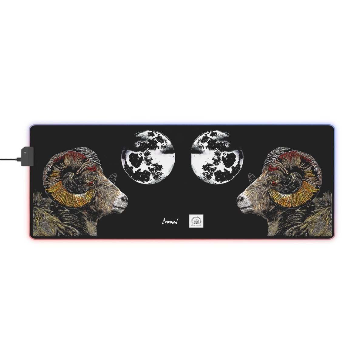 Mountain Ram LED Gaming Mouse Pad with Astrological Ram Design - Curran Artworks