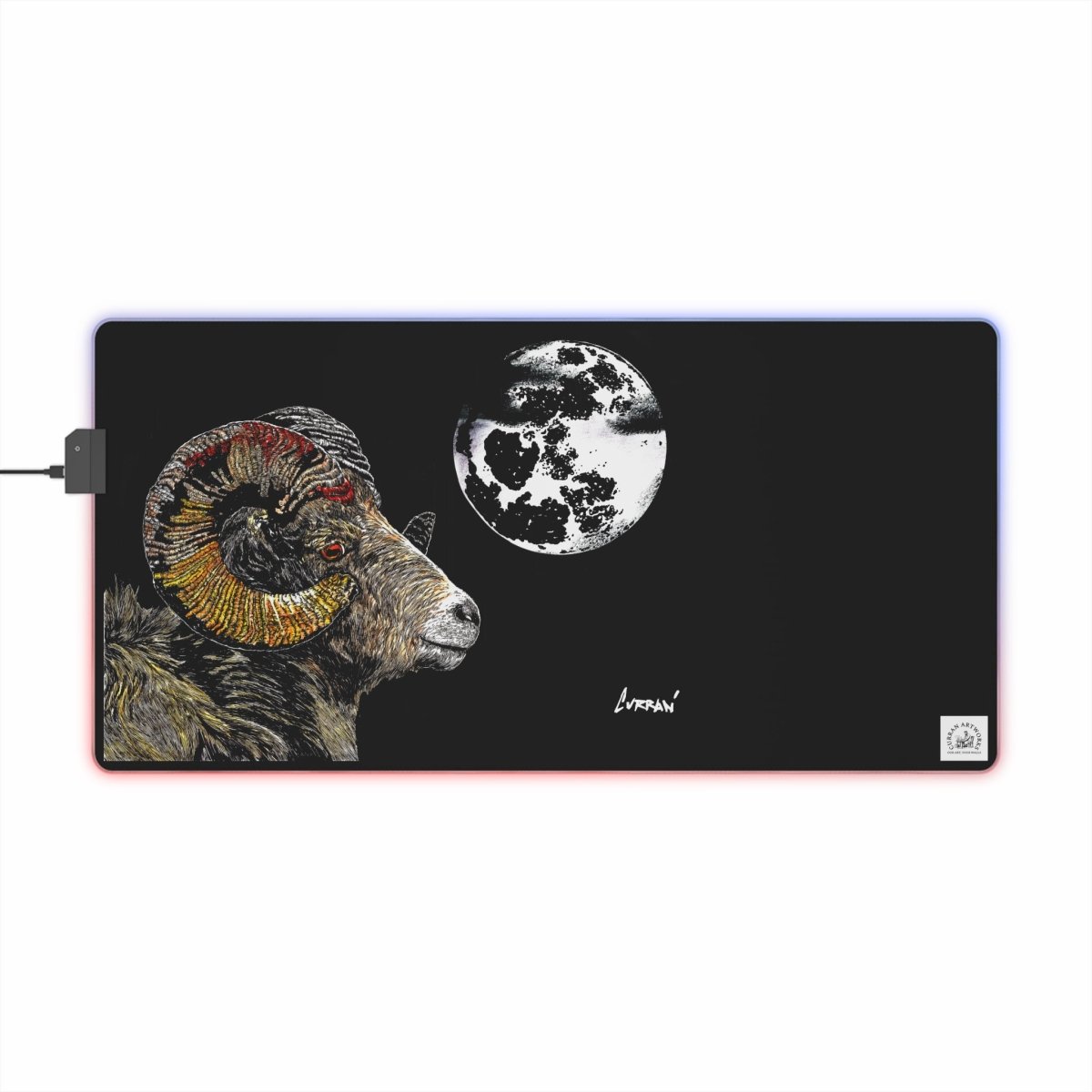 Mountain Ram LED Gaming Mouse Pad with Astrological Ram Design - Curran Artworks
