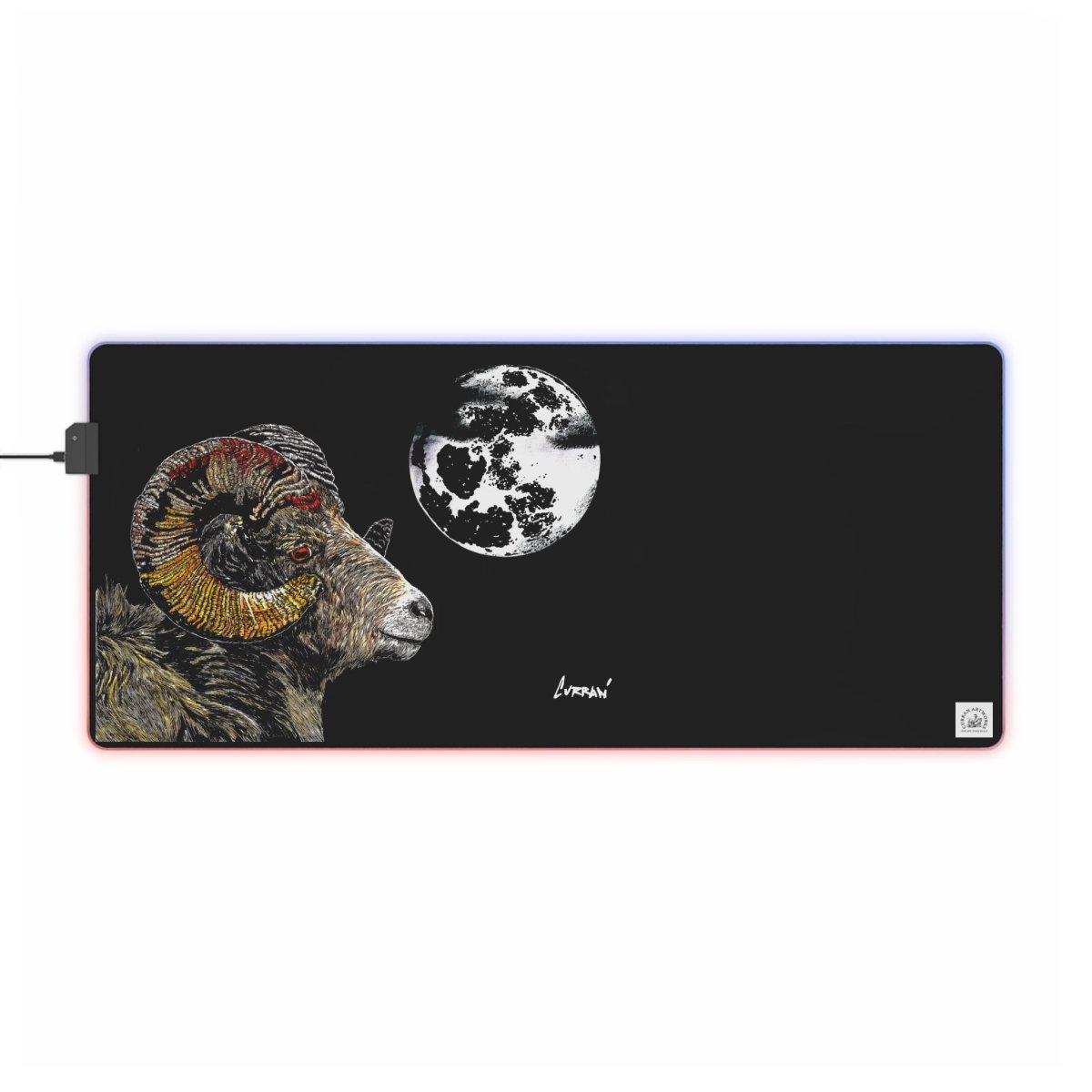 Mountain Ram LED Gaming Mouse Pad with Astrological Ram Design - Curran Artworks