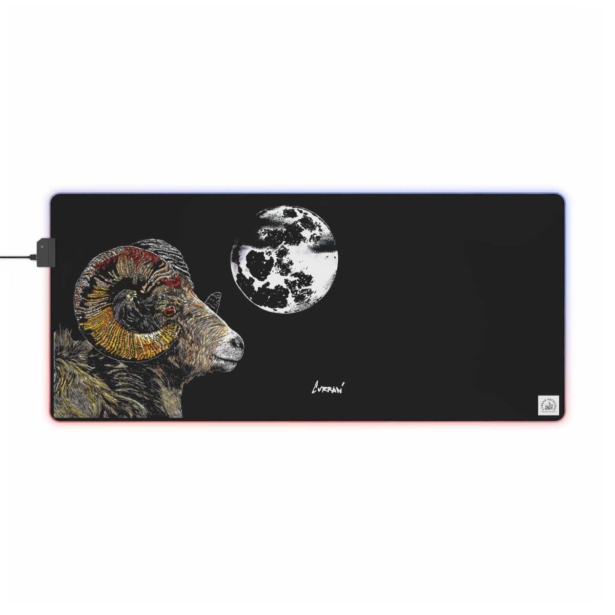 Mountain Ram LED Gaming Mouse Pad with Astrological Ram Design - Curran Artworks