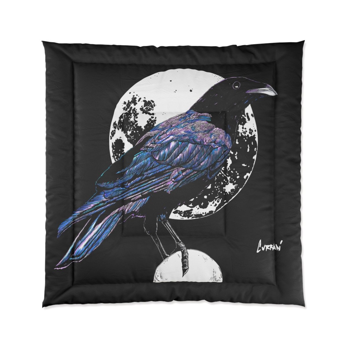 Mystical Crow Comforter – Cozy Home Decor for Dark Aesthetic Lovers - Curran Artworks